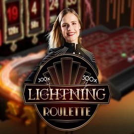 Lightning Roulette slot logo by Evolution at Playfina Casino